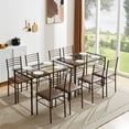 thumbnail image 4 of VECELO 5 Piece Dining Table Set, Glass Top Table & 4 Chairs for Dining Room, Kitchen Dining Room Table and Chairs Set for 4, Brown, 4 of 7