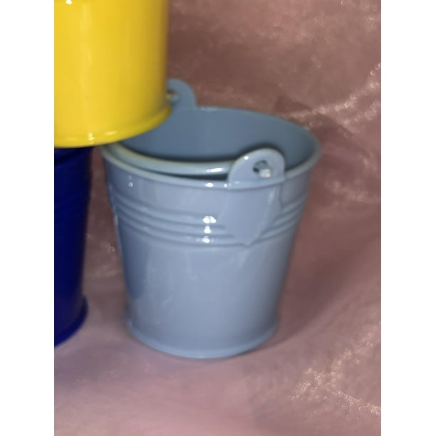 Charmed Mini 2" Beach Sand Plastic Buckets Party Favors Candy Box Baby Shower; Blue; 12 pieces