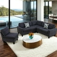 thumbnail image 5 of Aukfa 6-Seater L Shaped Sectional Sofa Modular Couch for Living Room, 2Pillows, Flannel, Dark Gray, 5 of 10