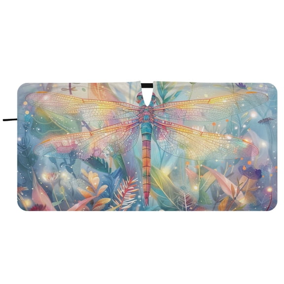 Dragonfly Flowers Plants Car Windshield Sun Shade Foldable Front Window Shades Cover Sun Visor Shield Block