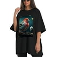 thumbnail image 4 of Plus Size Shirt for Women Black Tops for Women Short Sleeves Shirt for Women Red-Browed Bird 8 T Shirt Crewneck Shirt for Women 4XL, 4 of 5