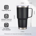 thumbnail image 4 of 30 oz Tumbler with Handle and Lid, Stainless Steel Tumblers Double Wall Vacuum Insulated Travel Mug Leak Proof Cup Keep Drinks Cold and Hot Black, 1 Pack, 4 of 4