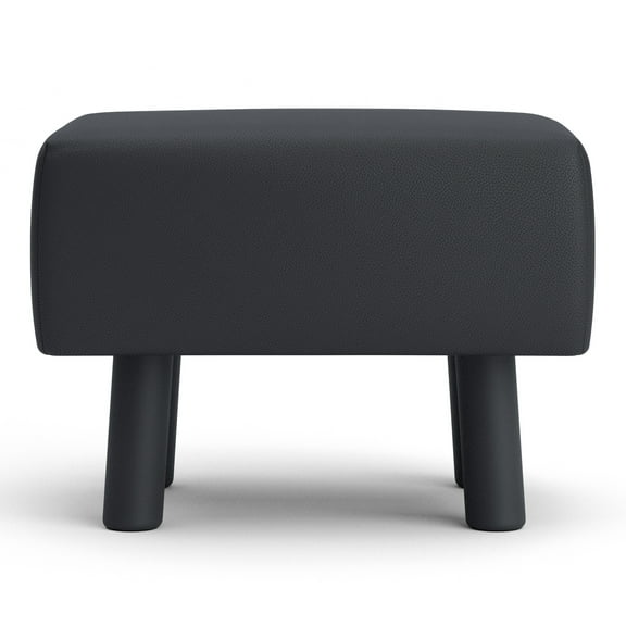 Greemotion Lubeck Black Faux Leather Upholstered Footstools (Set of 2)