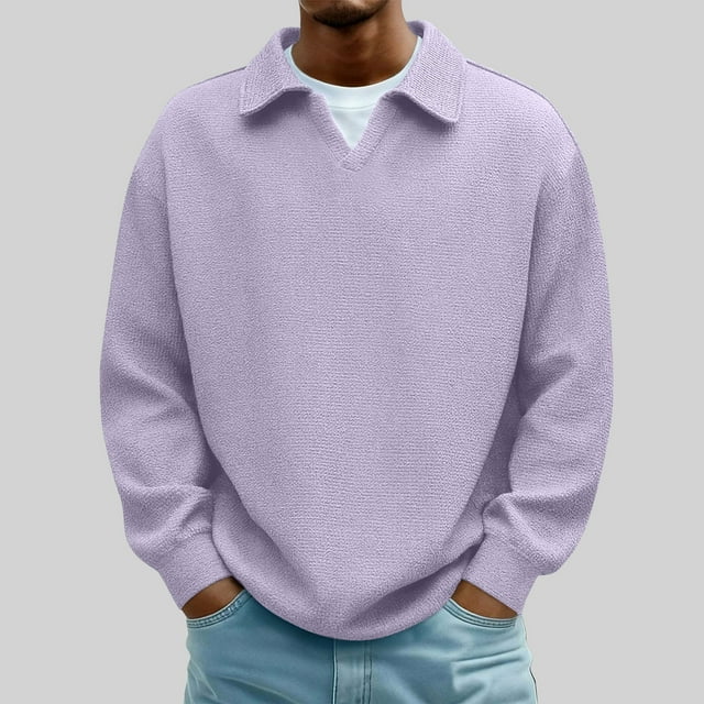 Ceisia Chemise à Manches Longues Col Rond Couleur Unie Décontractée pour Hommes - Confortable pour Usage Quotidien Extérieur Cadeau