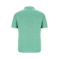 thumbnail image 4 of ohmzyzo Men's Linen Shirts Casual Button Down Business Tees Short Sleeve Beach T-Shirts Lapel Vacation Textured Outwear Tees with Pocket Green XXL, 4 of 5