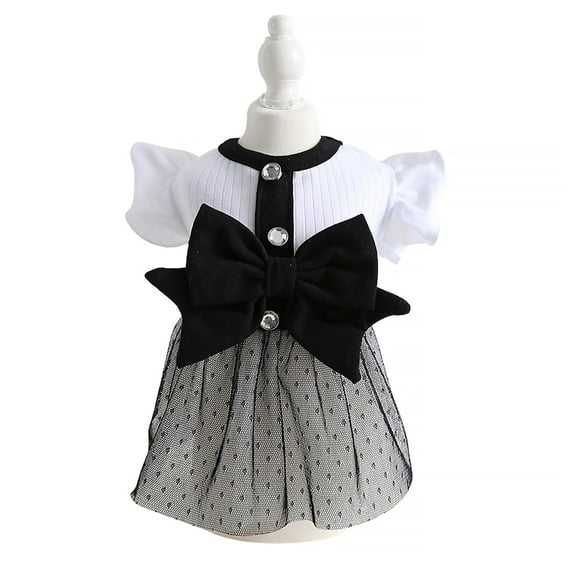 Small Dog Dress,Cute Dog Wedding Dresses with Bow, Black Tutu Lace Pet Princess Dress, Dog Dance Skirt Costume Camp Party Dress XS Skirt