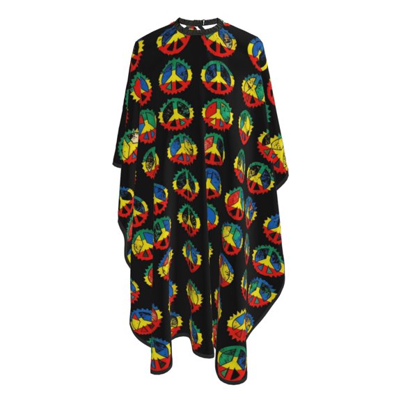 Peace Power Reggae Hair Cutting Cape 66" x 55" Salon Cape with Adjustable Neckline for Stylists and Home Use
