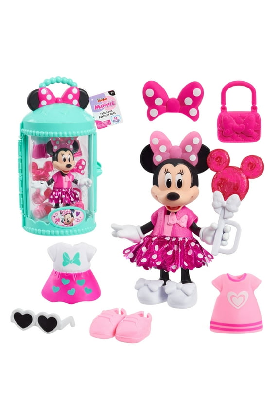 Disney Junior Minnie Mouse Fabulous Fashion Doll and Accessories, Pretty In Pink Baby and Toddler Toys