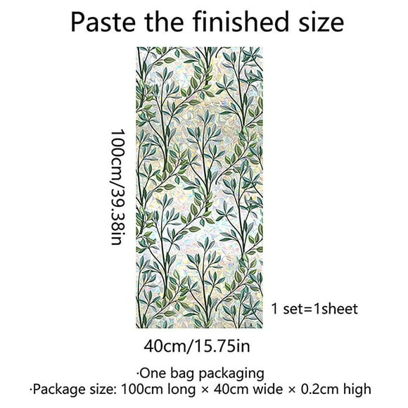 Home Decoration Green Vine Window Decal Decorative Window Film No Glue Needed