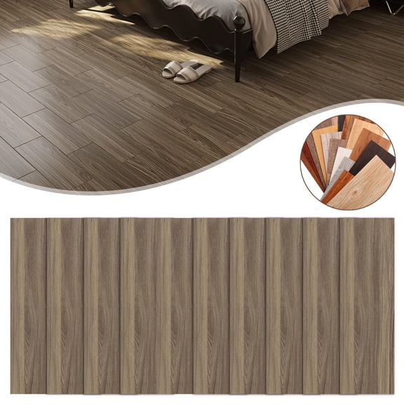 Wood Effect Floor Tiles 10 Pack Self-Adhesive Vinyl Planks 15x40cm,10PC,Gray