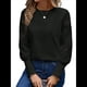 thumbnail image 2 of Top de Cuello Redondo con Encaje Bordado y Larga en Color Liso para Mujer Negro XL, 2 of 9