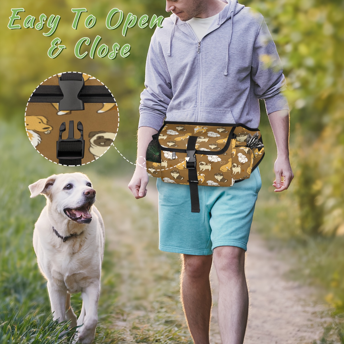 Cute Dog Pattern Pet Walking Fanny Pack