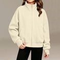 thumbnail image 3 of luawuai Girls Full Zip Sweatshirt Jacket with Pockets, Beige, Size 14-15 Years, 3 of 6