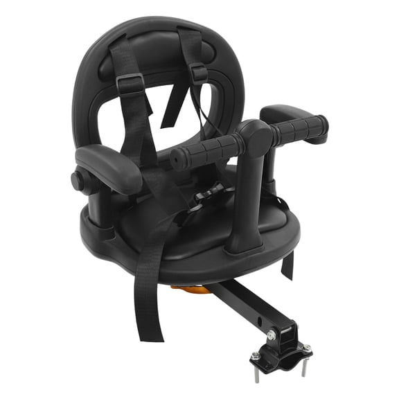 FOGGBET Bike Seat Front Mount Detachable Bicycle Seat 360° Rotating Bike Seat Carrier with Up and Down Adjusted Armrests 88LBS Load (Black)