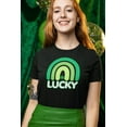 thumbnail image 2 of St Patricks Day Lucky Shamrock Rainbow Juniors Soft T Shirt, 2 of 5