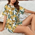 thumbnail image 6 of Bingfone Yellow Tulips Print Pajamas Sets for Women Soft Short-Sleeved Pjs with Lounge Shorts Two Piece Sleepwear, 6 of 8