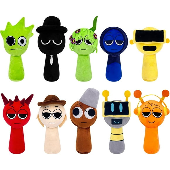 Sprunki Felpa, Sprunki Game Plush, Wenda Sprunki, Sprunki Gris, Sprunki Juguetes para Niños, Amigos Cumpleaños (B-10 Piezas)(A-10pcs)