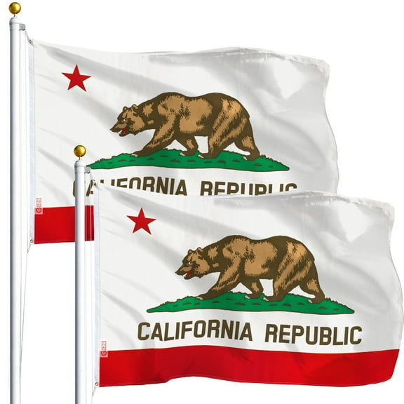 G128 - TWO PACK 3' x 5' Polyester California STATE FLAG Republic CA USA Grommets