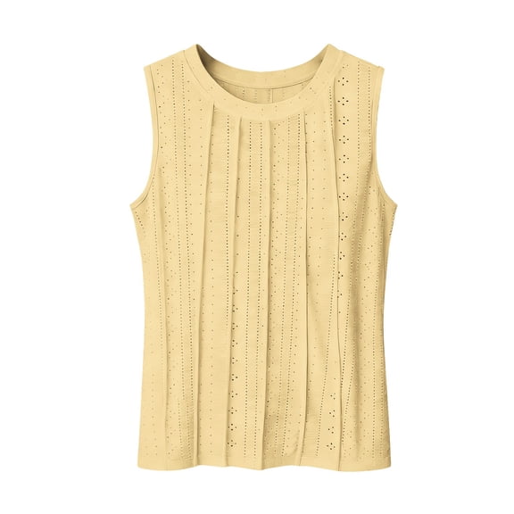 Fgnfyis Women's Tops Elegant Casual Camisole Top Solid Color Summer Sleeveless Tank with Lock Design for Daily Wear Womens Vest Womens Tank Tops Light Yellow M