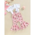 thumbnail image 3 of Bagilaanoe 2Pcs Toddler Baby Girl Long Pants Set Print Short Sleeve T Shirt Tops + Flare Trousers 6M 12M 18M 24M 3T 4T 5T Kids Summer Casual Outfits, 3 of 8
