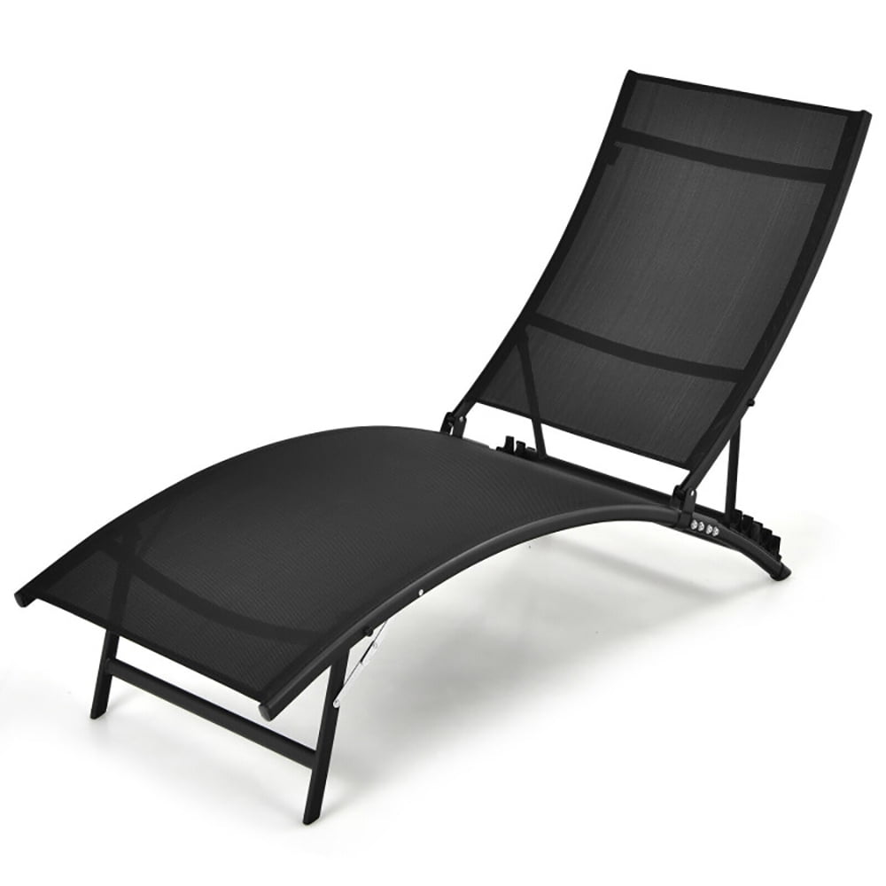 Aimee Lii 2 Pieces Patio Folding and Stackable Chaise Lounge Chair with 5-Position Adjustment, Patio Loungers, Black Aimee Lii 2 Pieces Patio Folding and Stackable Chaise Lounge Chair with 5-Position Adjustment, Patio Loungers, Black