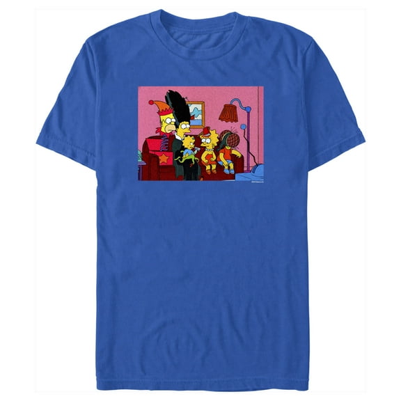 Men's The Simpsons Horror Family Couch  Graphic Tee Royal Blue 2X Large