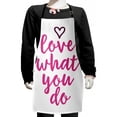 thumbnail image 1 of Love What You Do Kids Apron, Hand Lettering Do What You Love Words in Positive Colors, Boys Girls Apron Bib with Adjustable Ties for Cooking Baking Painting, Dark Fuchsia Magenta, by Ambesonne, 1 of 2