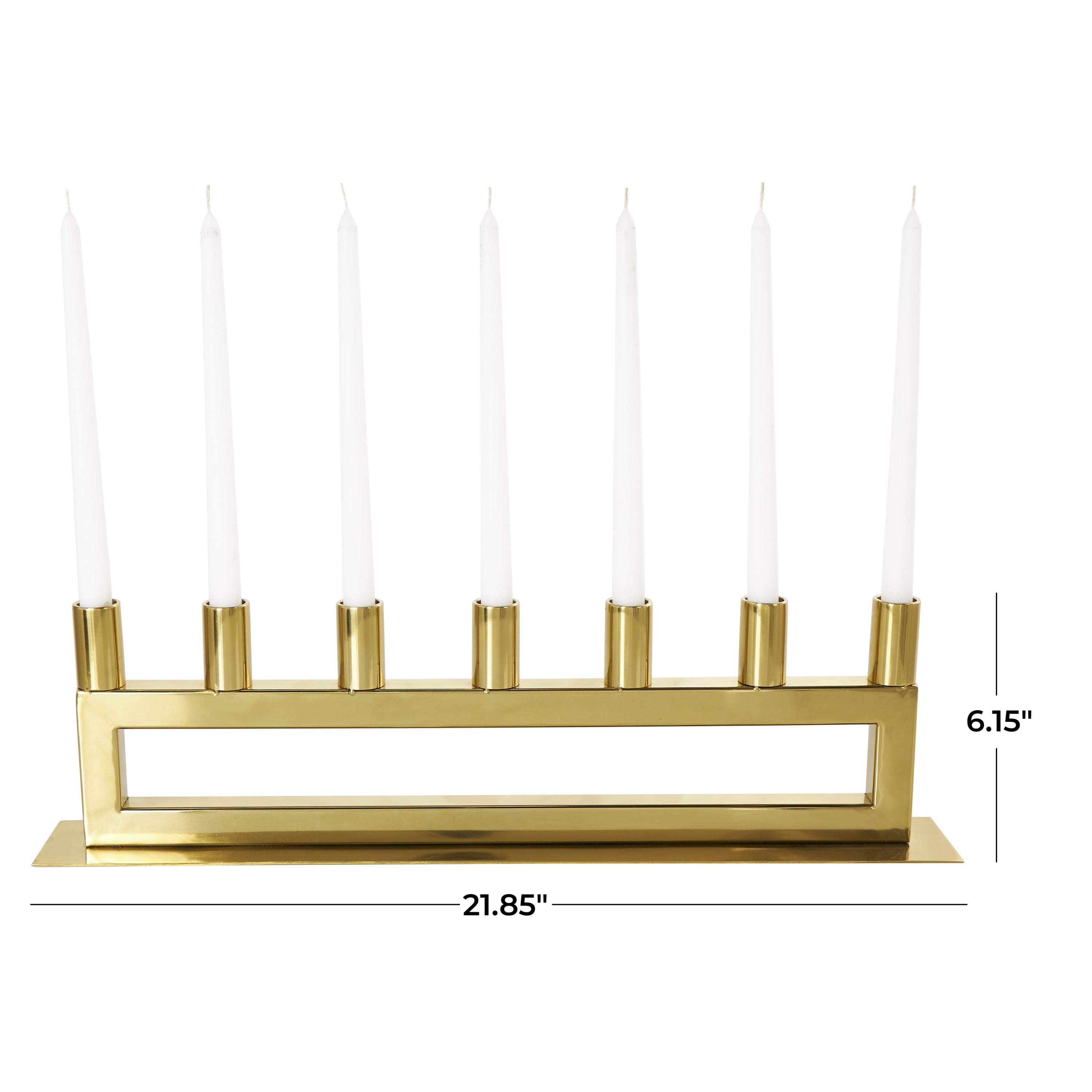 DecMode 7 Holder Gold Stainless Steel Candelabra with Rectangular Frame