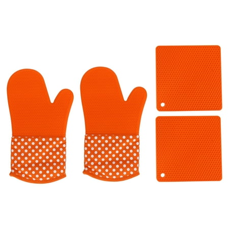

Silicone Oven Gloves and Pot Holder Set Oven Gloves and Silicone Saucer Anti-Slip Heat Resistant Suitable