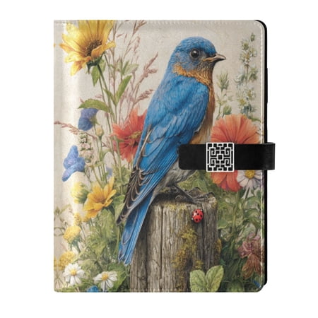 Leather Planner Leather Notebook Notebook Journal Binder Design Pen Pocket Design Convenient for Storage Blue Bird Perched