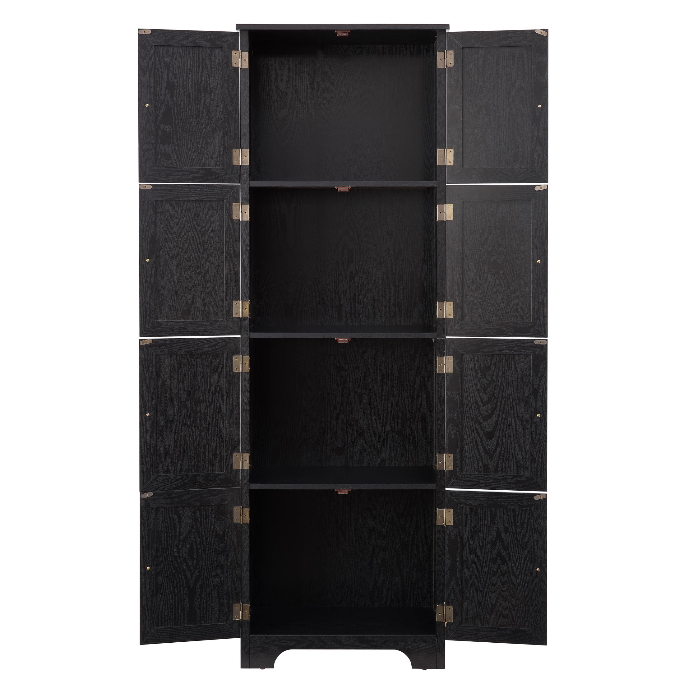 Noble House Vandal 72.4" Tall Storage Cabinet, 8-Door Freestanding Pantry Bookshelf with Shelves, Kitchen, Black