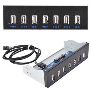 USB Panneau avant 3.5 7 Ports USB Panneau de boîte de Hub 7 Port USB2.0 Transmission de données sans perte USB Panneau d'entraînement Hub