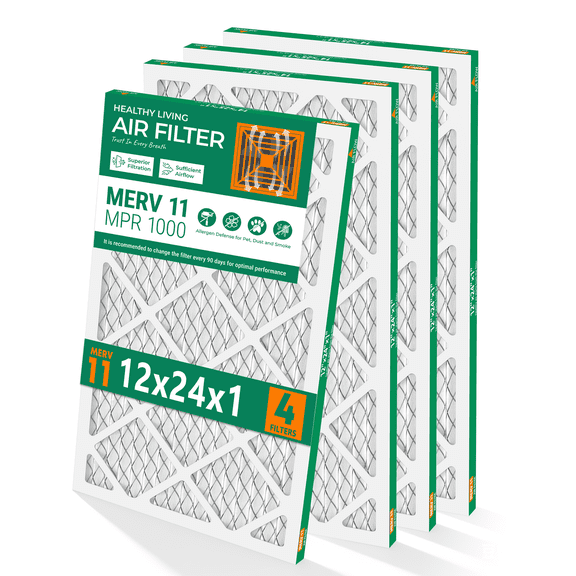 SUIXINEYI 12x24x1 HVAC Furnace MERV11 Non-Woven Fabric Air Filter With Pleated for Home With ,4 Packs