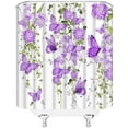 thumbnail image 3 of Purple Butterfly Shower Curtains Watercolor Butterflies Rustic Floral Spring Vine Nature Garden Woman Fabric Home Bathroom Decor Set with Hook（36" WX70 H）, 3 of 3
