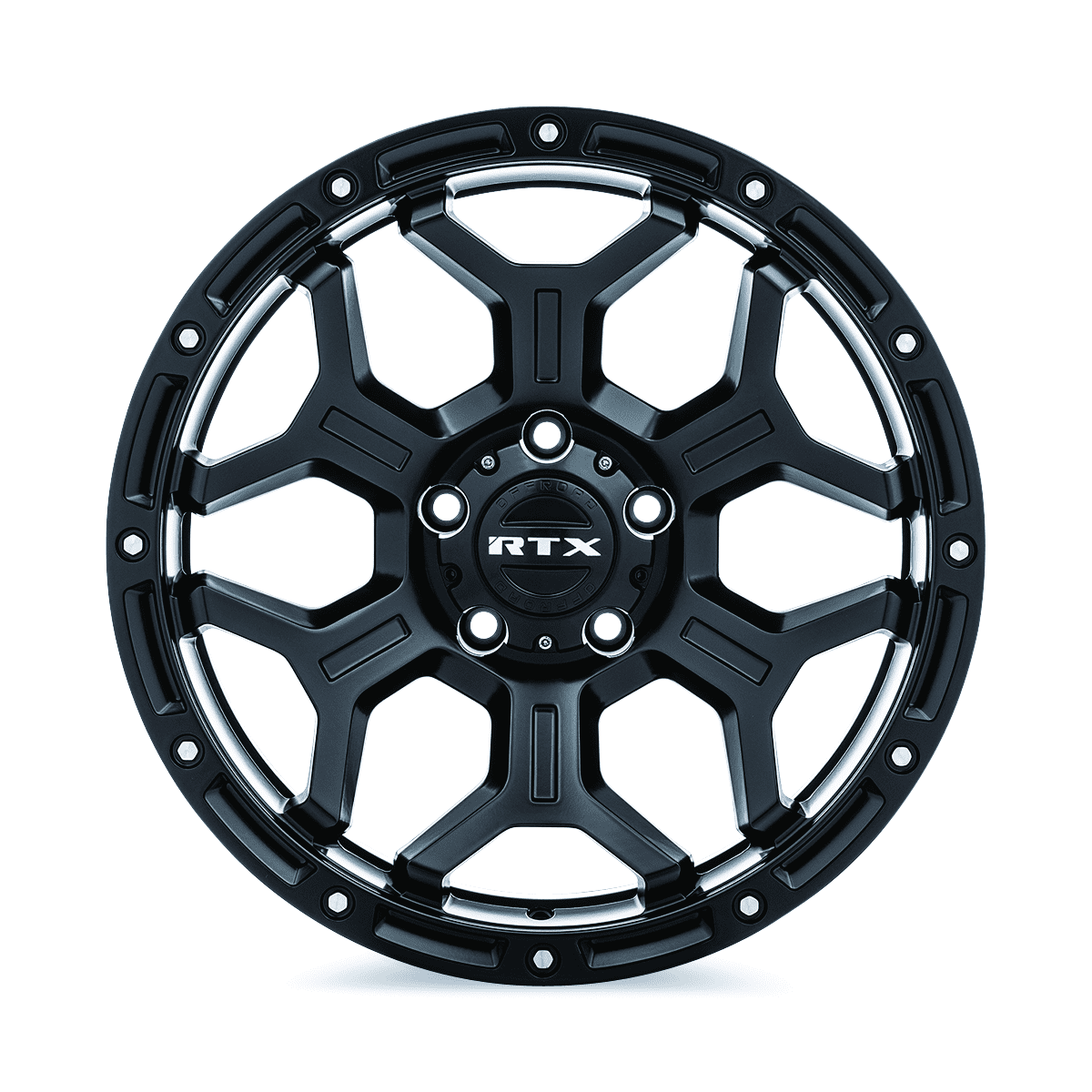 RTX Goliath 17x9 5x127 ET-15 CB71.5 Satin Black Milled Rivets Wheel