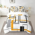 thumbnail image 2 of Erosebridal White Orange Gray Bedding Sets King Size, Geometric Square Comforter Sets with Sheets, Modern Bedroom Decor Super Cozy 7 Pieces, 2 of 4