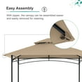 thumbnail image 4 of COBANA Grill Gazebo 8’ by 5’ Outdoor Patio Backyard BBQ Grill Shelter Double Tiered Soft Canopy Top with Steel Frame and Bar Counters, Beige, 4 of 7