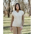 thumbnail image 3 of SAOL 100% Merino Wool V Neck Cable Knit Vest Women's Oversized Sleeveless Aran Irish Sweater Top Made in Ireland, 3 of 4