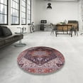 thumbnail image 3 of Ahgly Company Indoor Round Mid-Century Modern Rosy Brown Pink Oriental Area Rugs, 4' Round, 3 of 6