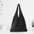 thumbnail image 4 of de hombro tejido para mujer, de hombro de gran capacidad para mujeres y niñas, de simple para viajes, acampar - Negro Salvador Bolsos de hombro de mujer, 4 of 8
