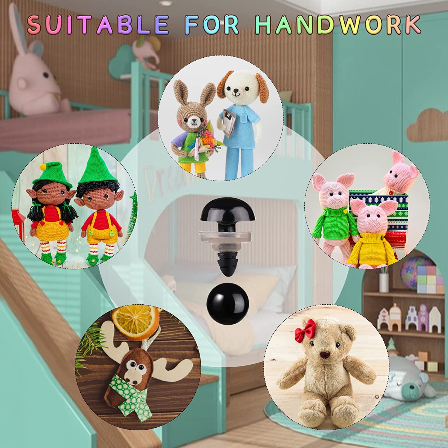 TOAOB 172 Occhi Di Sicurezza Per Amigurumi E Pupazzi: Kit Occhi In Plastica Da 8mm A 20mm Per Fai Da Te