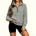 thumbnail image 2 of Asgosdo Women's Sweatshirts Zipper Long Sleeve Lapel Oversized Pullover Casual Fashion Lightweight Fall Tops, 2 of 5