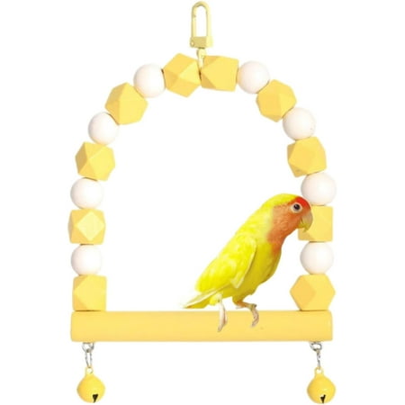 GYTY Wooden Bird Rope Swing Perch- Safe Climbing Chewing - Bird Cage Accessory U-Shaped Toy for African Grey Parrots Cockatiels Parakeets Cockatoos Lovebirds Finches Budgerigars Conures (Pink)