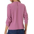 thumbnail image 3 of CURVOSPORT Camisa Elegante para Mujeres, Top de Oficina con Abertura Clave, Frente Plisado, Manga 3/4, Blusa de Chifón L Púrpura Ciruela, 3 of 6