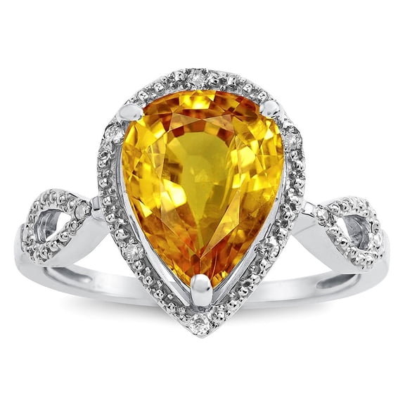 Star K � Vintage Look Halo Large 11x8 Pear Shape Genuine Citrine Ring