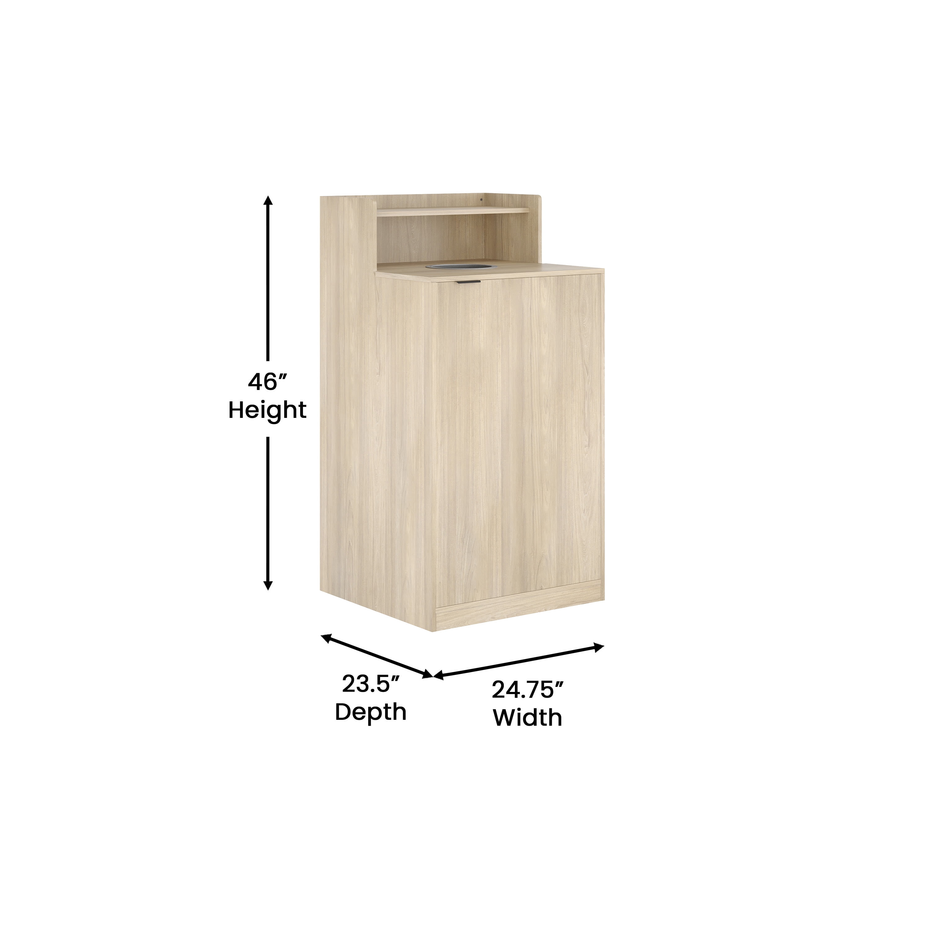 BizChair Trash Receptacle Enclosure with Upper Tray Shelf Oak