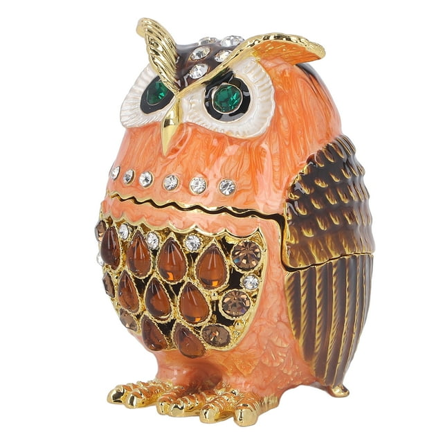 Metal Jewelry Box, Cute Appearance Strong Durable Owl Trinket Box For Office Desk