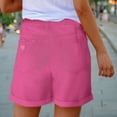 thumbnail image 4 of Sriper Shorts for Women Trendy Summer Drawstring Elastic Waist,Bermuda Shorts Knee Length Denim,Wide Leg Trousers with Pockets,Lounge Shorts No Tie No Pockets,Leggings Cortos Para Mujer, Hot Pink XS, 4 of 5