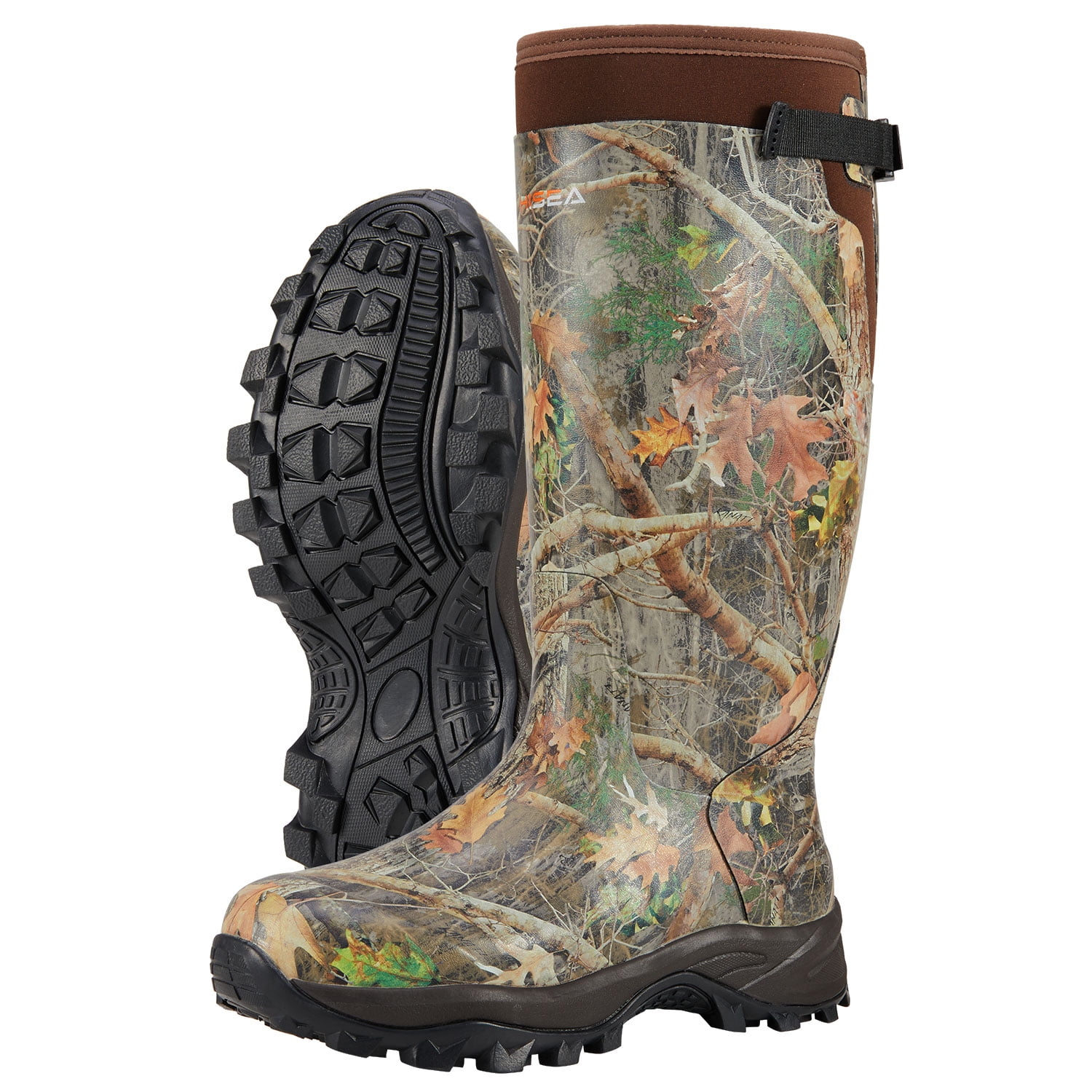 HISEA Rubber Men's Hunting Boots, Waterproof Adjustable Rain Boots for Men