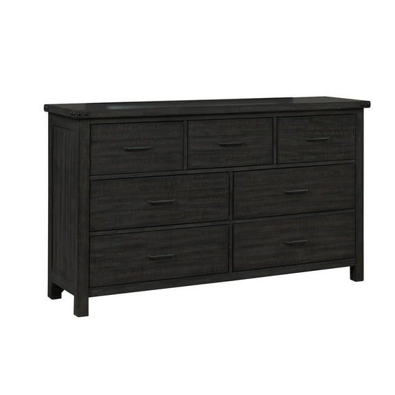 Benjara BM309500 62 in. Tal 6-Drawers Dresser with with Handles, Charcoal Gray & Chrome